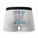 Caleçon Origami - Humour Boxer Gris Idée Cadeau Passion