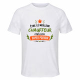 Maillot de Sport Homme Meilleur Chauffeur Super Pouvoir Cadeau Anniversaire Noël Fête des Pères T-Shirt Respirant Polyester
