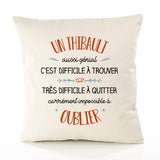 Housse de Coussin Premium Un Thibault Aussi génial - Coton Canvas Fairtrade Beige Idée Cadeau Décoration Canapé