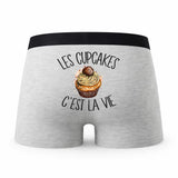 Caleçon Cupcakes - Humour Boxer Gris Passion Idée Cadeau
