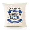 Housse de Coussin Premium Je ne suis Pas superhomme mais Je suis Pâtissier Donc C'est Presque pareil - Coton Canvas Fairtrade Beige Idée Cadeau Décoration Canapé 40x40