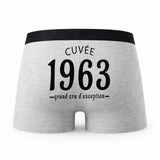 Caleçon Millésime 1963 - Humour Boxer Gris Idée Cadeau Anniversaire