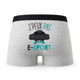 Caleçon E - Sport - Humour Boxer Gris Idée Cadeau Passion