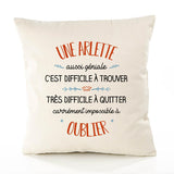 Housse de Coussin Premium Une Arlette Aussi géniale - Coton Canvas Fairtrade Beige Idée Cadeau Décoration Canapé