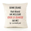 Housse de Coussin Premium Cheffe de Chantier ça n'existe Pas - Coton Canvas Fairtrade Beige Idée Cadeau Décoration Canapé
