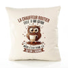 Housse de Coussin Premium La Chauffeur Routier Chouette Grain - Coton Canvas Fairtrade Beige Idée Cadeau Décoration Canapé 40x40
