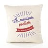 Housse de Coussin Premium postier Meilleur Monde - Coton Canvas Fairtrade Beige Idée Cadeau Décoration Canapé