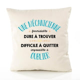 Housse de Coussin Premium Une Mécanicienne Formidable - Coton Canvas Fairtrade Beige Idée Cadeau Décoration Canapé