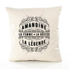 Housse de Coussin Premium Amandine Déesse légende Noire - Coton Canvas Fairtrade Beige Idée Cadeau Décoration Canapé