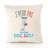 Housse de Coussin Premium Disc Golf Version Blanc - Coton Canvas Fairtrade Beige Idée Cadeau Décoration Canapé