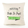 Housse de Coussin Premium Cheffe De Projet Meilleure Temps Femme - Coton Canvas Fairtrade Beige Idée Cadeau Décoration Canapé
