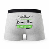 Caleçon Meilleur Beau - Pere de Tous Les Temps - Humour Boxer Gris Idée Cadeau