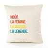 Housse de Coussin Premium Noûr la Déesse la Légende Vintage - Coton Canvas Fairtrade Beige Idée Cadeau Décoration Canapé