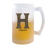 Verre à Bière Hugues Lettre Viking | Chope de Bière Pinte | Idée Cadeau Prénom Motard Jeux de Rôle Vidéo Anniversaire Papa Collègue Départ Retraite Noël