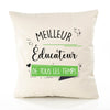 Housse de Coussin Premium Meilleur Éducateur de Tous Les Temps 2 - Coton Canvas Fairtrade Beige Idée Cadeau Décoration Canapé