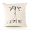 Housse de Coussin Premium Baseball Version Blanc - Coton Canvas Fairtrade Beige Idée Cadeau Décoration Canapé