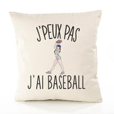 Housse de Coussin Premium Baseball Version Blanc - Coton Canvas Fairtrade Beige Idée Cadeau Décoration Canapé