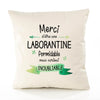 Housse de Coussin Premium Merci Laborantine Inoubliable Femme - Coton Canvas Fairtrade Beige Idée Cadeau Décoration Canapé