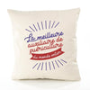 Housse de Coussin Premium auxiliaire de puériculture Meilleure Monde - Coton Canvas Fairtrade Beige Idée Cadeau Décoration Canapé