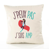 Housse de Coussin Premium amp Version Blanc - Coton Canvas Fairtrade Beige Idée Cadeau Décoration Canapé