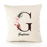 Housse de Coussin Premium Guylaine Lettre - Coton Canvas Fairtrade Beige Idée Cadeau Décoration Canapé 40x40
