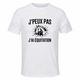Maillot de Sport Homme Equitation J'peux Pas - T-Shirt Respirant Polyester Manches Courtes - Cadeau Sportif Anniversaire Noël Fête des Pères