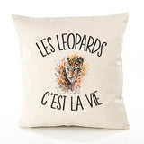 Housse de Coussin Premium Leopard - Coton Canvas Fairtrade Beige Idée Cadeau Décoration Canapé 40x40
