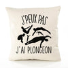 Housse de Coussin Premium Plongeon Version Blanc - Coton Canvas Fairtrade Beige Idée Cadeau Décoration Canapé