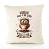 Housse de Coussin Premium Morgane Chouette Grain - Coton Canvas Fairtrade Beige Idée Cadeau Décoration Canapé