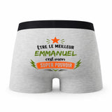 Caleçon gris Meilleur Emmanuel Super Pouvoir Cadeau homme Boxer Humour Papa