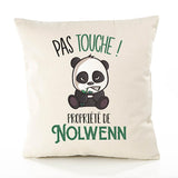 Housse de Coussin Premium Nolwenn Pas Touche Panda - Coton Canvas Fairtrade Beige Idée Cadeau Décoration Canapé 40x40