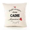 Housse de Coussin Premium Cadre d'amour - Coton Canvas Fairtrade Beige Idée Cadeau Décoration Canapé 40x40