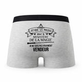 Caleçon Vendeur Ministère de la Magie - Humour Boxer Gris Idée Cadeau