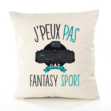 Housse de Coussin Premium Fantasy Sport Version Blanc - Coton Canvas Fairtrade Beige Idée Cadeau Décoration Canapé