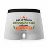 Caleçon Gris Meilleur Dessinateur Super Pouvoir Cadeau Homme Boxer Humour Papa