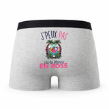 Caleçon Flamant Rose Flemme - Humour Boxer Gris Idée Cadeau Passion