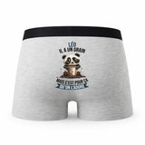 Caleçon Leo Panda Grain - Humour Boxer Gris Idée Cadeau