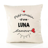 Housse de Coussin Premium Luna d'amour - Coton Canvas Fairtrade Beige Idée Cadeau Décoration Canapé 40x40