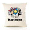 Housse de Coussin Premium Super ÉLECTRICIEN - Coton Canvas Fairtrade Beige Idée Cadeau Décoration Canapé