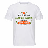Maillot de Sport Homme Meilleur Chef de Cuisine Super Pouvoir Cadeau Anniversaire Noël Fête des Pères T-Shirt Respirant Polyester