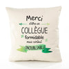 Housse de Coussin Premium Merci Collègue Inoubliable - Coton Canvas Fairtrade Beige Idée Cadeau Décoration Canapé