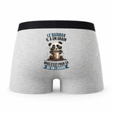 Caleçon Le Barman Panda Grain - Humour Boxer Gris Idée Cadeau