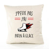 Housse de Coussin Premium Patin a Glace Version Blanc - Coton Canvas Fairtrade Beige Idée Cadeau Décoration Canapé