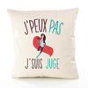 Housse de Coussin Premium Juge Version Blanc - Coton Canvas Fairtrade Beige Idée Cadeau Décoration Canapé 40x40