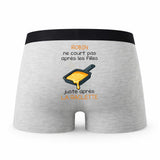 Caleçon Robin Courir après la Raclette - Humour Boxer Gris Idée Cadeau