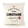 Housse de Coussin Premium Christiane d'amour - Coton Canvas Fairtrade Beige Idée Cadeau Décoration Canapé 40x40