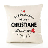 Housse de Coussin Premium Christiane d'amour - Coton Canvas Fairtrade Beige Idée Cadeau Décoration Canapé 40x40