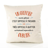 Housse de Coussin Premium Un Greffier Aussi génial - Coton Canvas Fairtrade Beige Idée Cadeau Décoration Canapé