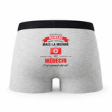 Caleçon Maman Medecin - Humour Boxer Gris Idée Cadeau Fête des Pères