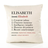Housse de Coussin Premium Elisabeth Définition - Coton Canvas Fairtrade Beige Idée Cadeau Décoration Canapé